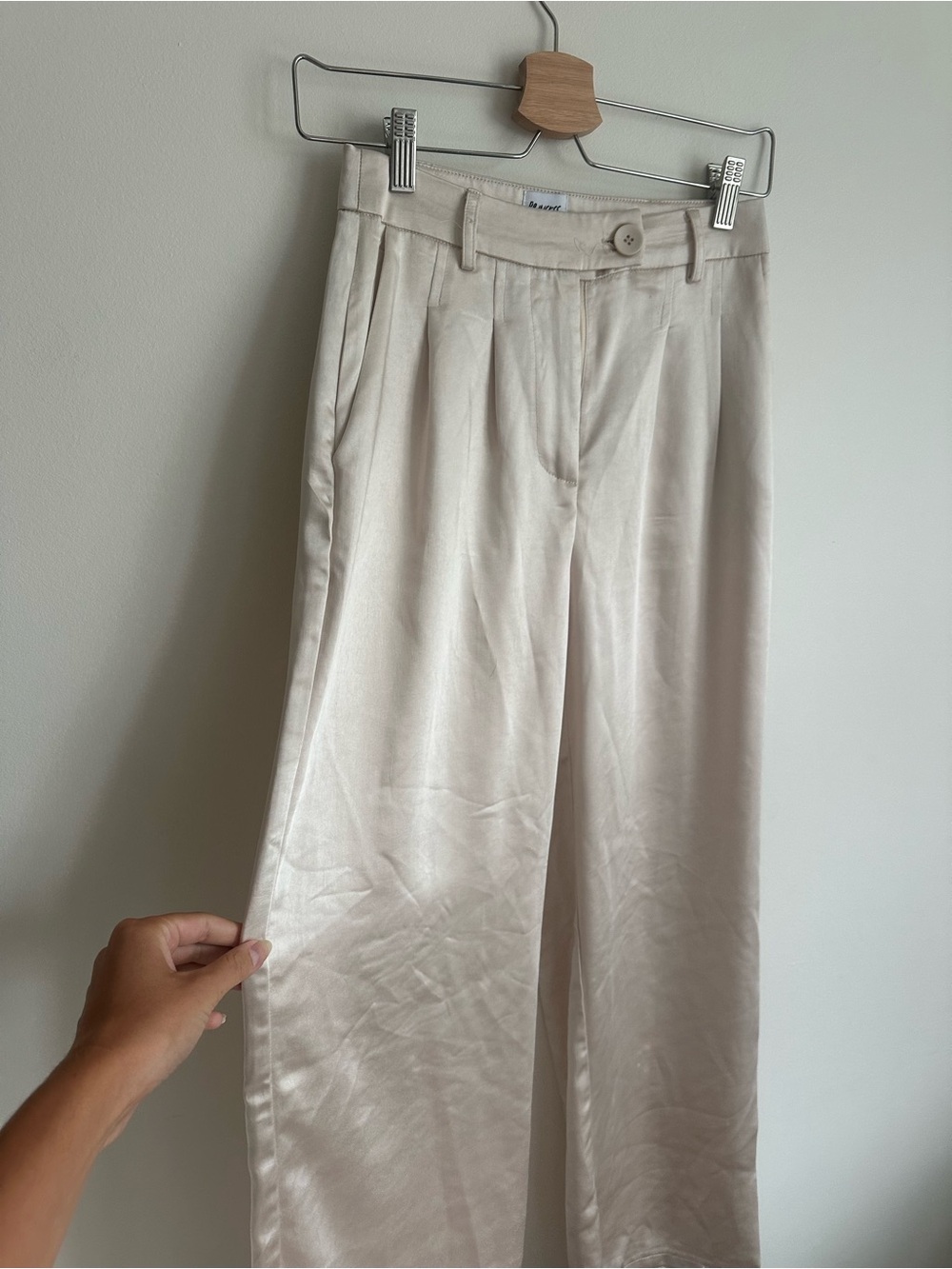 Princess Polly Champaign Satin Wide-Leg Trousers